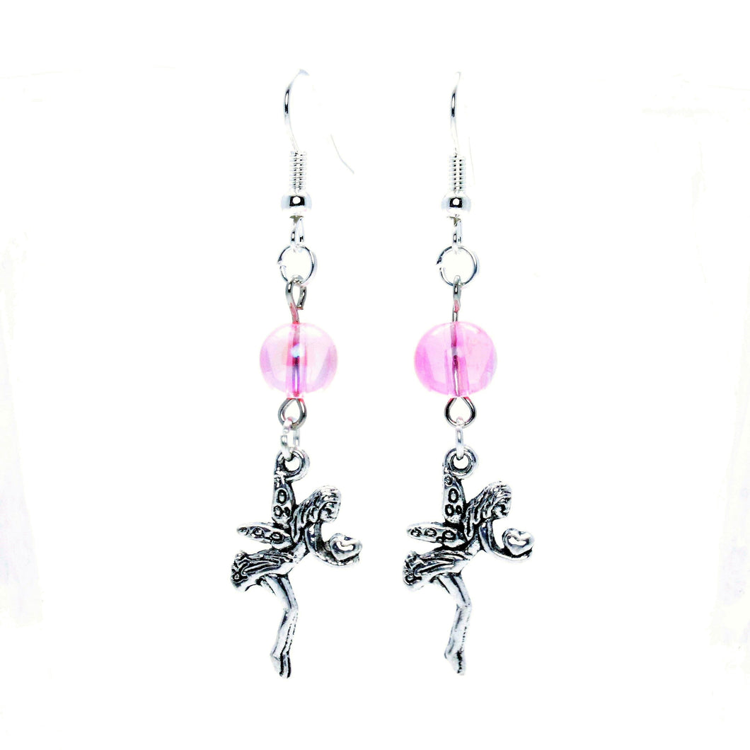 AVBeads Jewelry Charm Earrings Dangle Silver Hook Beaded Pink AB Fairy Gift