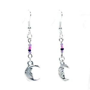 AVBeads Jewelry Charm Earrings Dangle Silver Hook Beaded Pink Moon