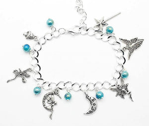 AVBeads Jewelry Fairy Charm Bracelet Silver JWL-CBF-1004 Blue Bead