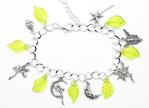 AVBeads Jewelry Fairy Charm Bracelet Silver JWL-CBF-1005 Green Leaf