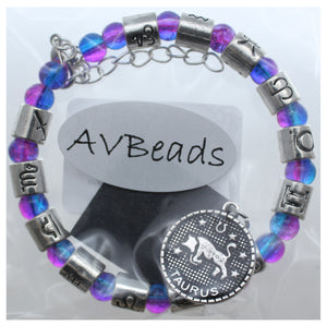 AVBeads Zodiac Charm Bracelet Taurus Beaded Memory Wire