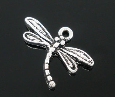 AVBeads Nature Charms Dragonfly Insect Silver 19mm x 15mm Metal Charms 4pcs