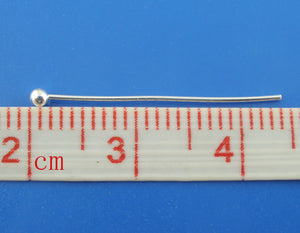 AVBeads Copper Ball Head Pins Silver Plated 25mm (1") x 0.5mm (24gauge) approx 30pcs