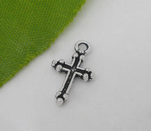 Load image into Gallery viewer, AVBeads Cross Charms Mini Silver 15mm x 9mm Metal Charms 10pcs