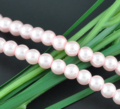 Round Glass Pearl Painted Czech Loose Beads for Jewelry Making 8mm Pink Beads 30pcs