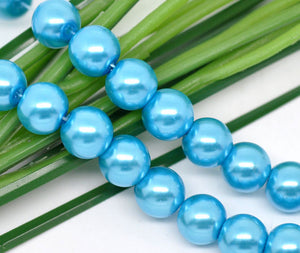 AVBeads Beads Glass 8mm Pearl Blue approx. 16" 15-Strands BG8PB-08904