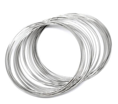200 Loops Silver Tone Bracelet Steel Memory Beading Wire 60-65mm Dia AVBeads