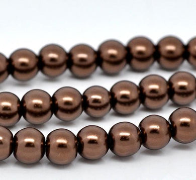 Bulk 840pcs Czech Style Pressed Glass Satin Painted Round Strand Beads Beading Jewelry Making 8mm Brown 15 strands 56pcs per string