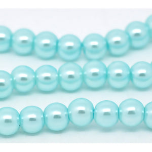 Beads Glass Round Pearl Painted 6mm Strand 16" Blue