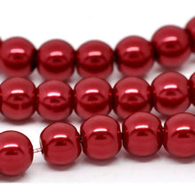 Load image into Gallery viewer, Bulk 1500pcs Czech Style Pressed Glass Satin Painted Round Strand Beads Beading Jewelry Making 6mm Red 20 strands 75pcs per string
