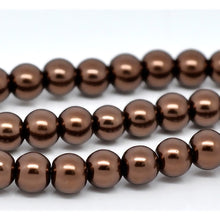 Load image into Gallery viewer, Bulk 1500pcs Czech Style Pressed Glass Satin Painted Round Strand Beads Beading Jewelry Making 6mm Brown 20 strands 75pcs per string