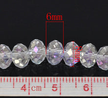 Load image into Gallery viewer, Glass Beads Rondelle Transparent Clear Faceted 8mm x 6mm Black 20pcs Loose