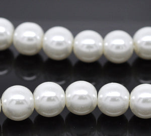 Beads Glass Round Pearl Painted 10mm Strand 16" White
