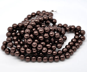 Beads Glass Round Pearl Painted 10mm Strand 16" Brown
