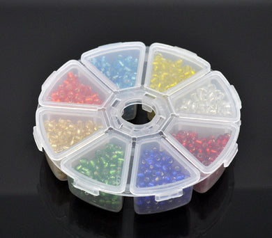 Mixed Foil Seed Beads for Jewelry Making 6/0+Storage Box, 100 grams per unit