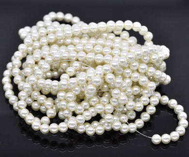 Beads Glass Round Pearl Painted 8mm Strand 16