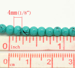 Beads Glass Strand 4mm Drawbench Turquoise 15.5"
