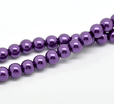 Beads Glass Round Pearl Painted 8mm Strand 16