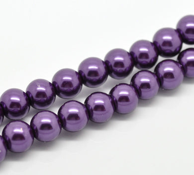 Beads Glass Round Pearl Painted 10mm Strand 16