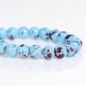 Beads Glass Strand 6mm Drawbench Blue 15.5"