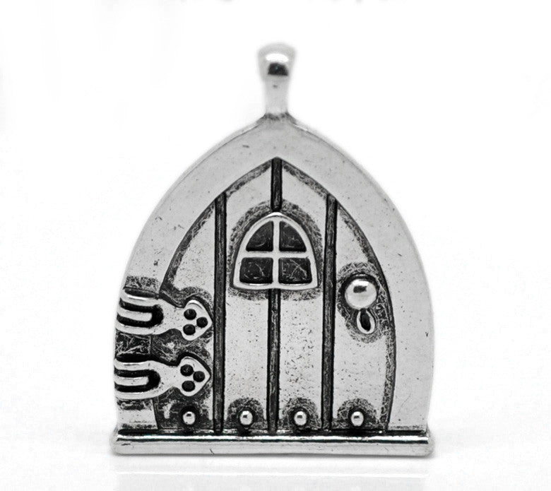 AVBeads Celtic Charms Fairy Door Silver 35mm x 27mm Metal Charms 1pc
