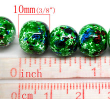 Load image into Gallery viewer, Beads Glass Strand 10mm Mottled Green 15&quot;