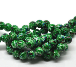 Beads Glass Strand 10mm Mottled Green 15"