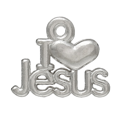 AVBeads Jesus Charms Heart Silver 16mm x 13mm Metal Charms 10pcs