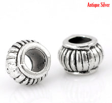 Load image into Gallery viewer, AVBeads Metal Beads Loose Rondelle Spacer Beads 7mm x 5mm Silver 10pcs