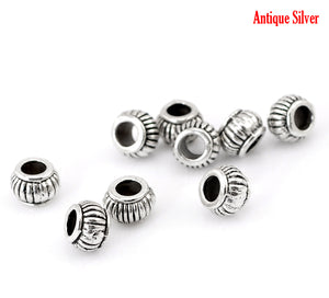 AVBeads Metal Beads Loose Rondelle Spacer Beads 7mm x 5mm Silver 10pcs