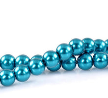 Load image into Gallery viewer, Bulk 840pcs Czech Style Pressed Glass Satin Painted Round Strand Beads Beading Jewelry Making 8mm Blue 15 strands 56pcs per string