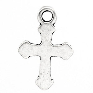 AVBeads Religious Prayer Faith Cross Symbol Silver 19mm x 13mm Zinc Alloy Metal Charms 10pcs CHM-25082-10