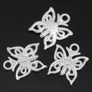 AVBeads Nature Butterfly C Silver 15mm x 13mm Metal Charms 4pcs