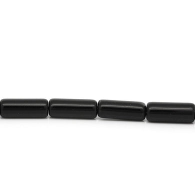 Glass Beads Column 6mm x 15mm Black 10pcs Black Loose