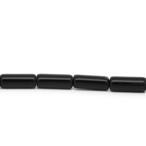 Glass Beads Column 6mm x 15mm Black 10pcs Black Loose