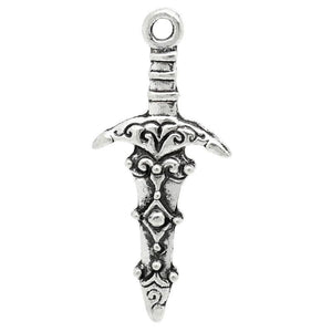 AVBeads Wicca Charms Athame Sword Silver 28mm x 12mm Metal Charms 4pcs
