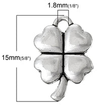 Load image into Gallery viewer, AVBeads Nature Celtic Luck Clover Silver 15mm x 11mm Metal Charms 10pcs