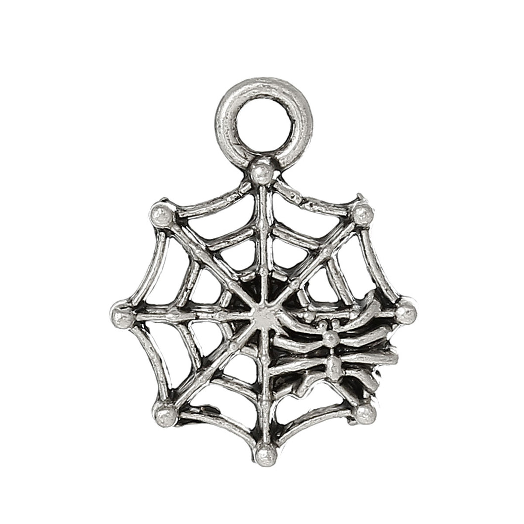 AVBeads Insect Spider Web Charms Silver 17mm x 13mm Metal Charms 4pcs
