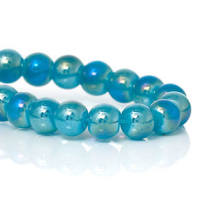 Beads Glass Strand 6mm AB Blue 16"