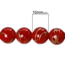 Load image into Gallery viewer, Beads Glass Strand 10mm Drawbench Red 15.5&quot;