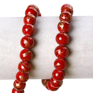 Beads Glass Strand 10mm Drawbench Red 15.5"
