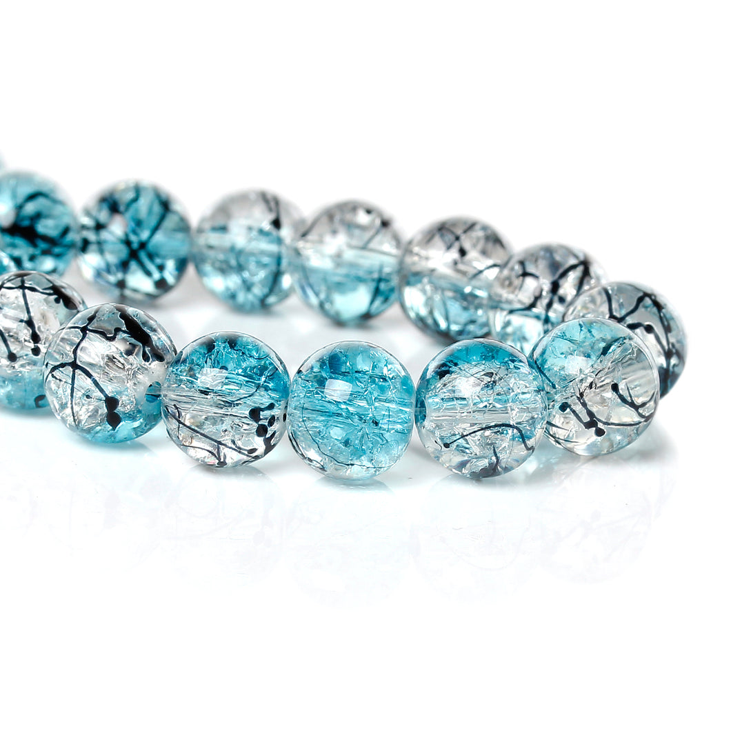Beads Glass Strand 10mm Mottled Blue 15.5