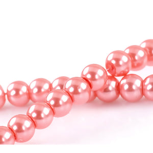 Beads Glass Round Pearl Painted 6mm Strand 16" Pink no.2