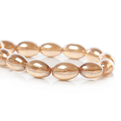 Beads Glass Oval 15mm x 10mm Champagne Gold AB 10pcs Loose