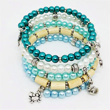 Load image into Gallery viewer, AVBeads Beaded Memory Wire Bracelet Wrap 5Layer Charm Bracelet Beach Charms Handmade