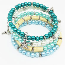 Load image into Gallery viewer, AVBeads Beaded Memory Wire Bracelet Wrap 5Layer Charm Bracelet Beach Charms Handmade