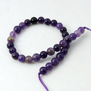 Beads Natural Stone Round Amethyst 6mm Strand 7.6" Purple