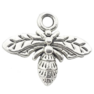 AVBeads Nature Charms Bee Insect Silver 16mm x 13mm Metal Charms 4pcs