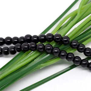 Beads Glass Round Pearl Painted 6mm Strand 16" Black