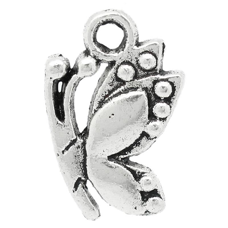 AVBeads Nature Charms Butterfly Silver 17mm x 11mm Metal Charms 10pcs